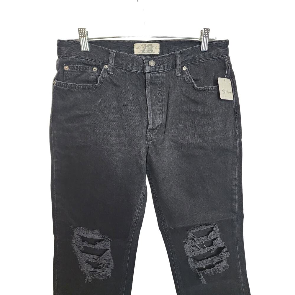 Free People We the Free Maddie Midrise Straight Distressed Jeans Washed Black 29 - Picture 3 of 10
